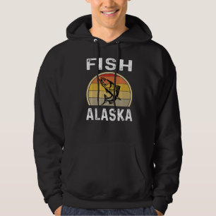 Sudadera Pescado de Salmón Alaska Pescador Retro Sunset