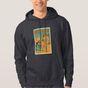 Sudadera Pescado de Tiburón de Playa en Carrete Pin-Up Retr