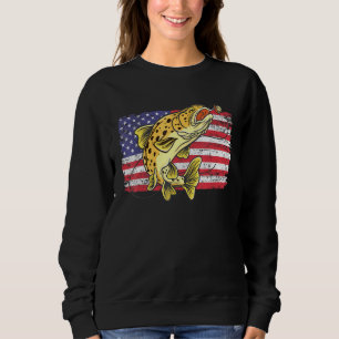 Sudadera Pescado de trucha marrón retro estadounidense band