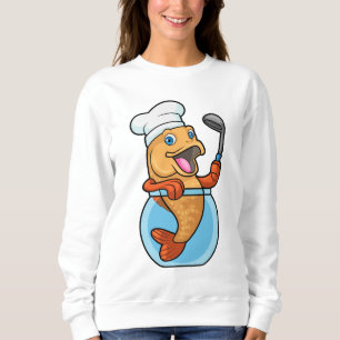 Sudadera Pescado en vidrio cocinado con cuchara de sopa