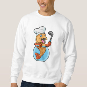 Sudadera Pescado en vidrio cocinado con cuchara de sopa
