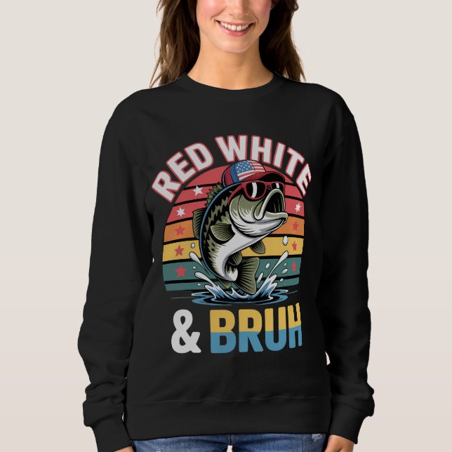Sudadera Pescado patriótico Blanco rojo y bruto (Anverso)