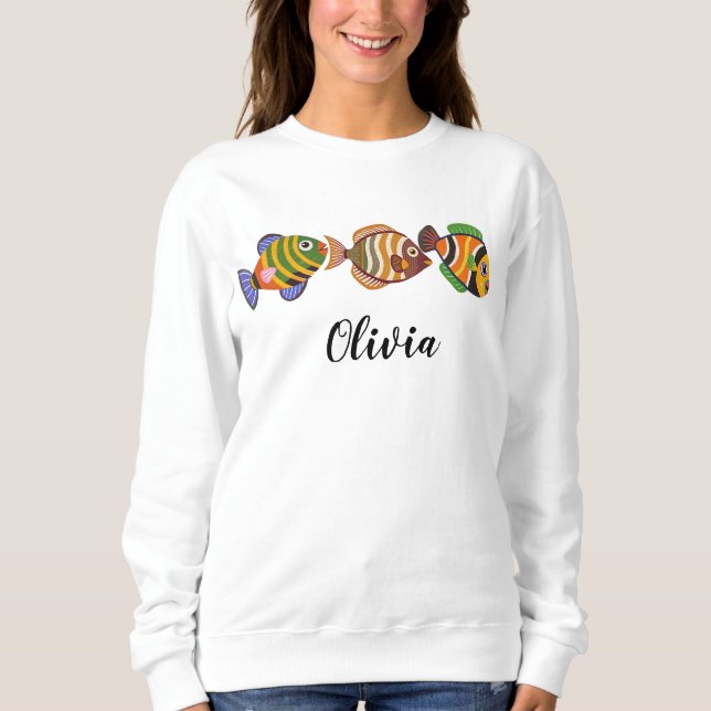 Sudadera Pescado tropical cúbico (Anverso)