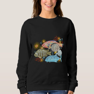 Sudadera Pescado Tropical En Azul Verde azulado