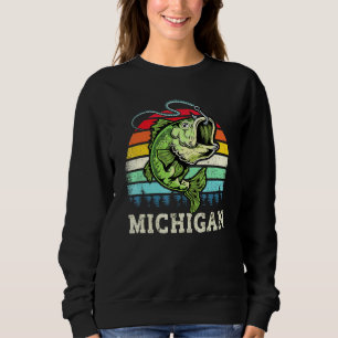 Sudadera Pescado Vintage Retro Michigan Bass