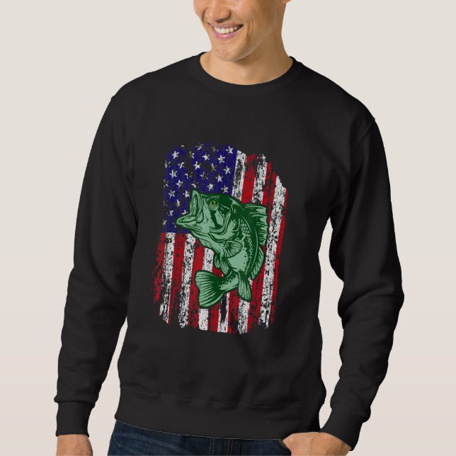 Sudadera Pescador de bandera estadounidense a favor de la p (Anverso)