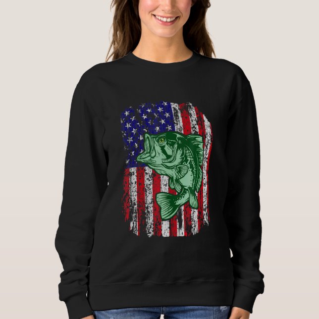 Sudadera Pescador de bandera estadounidense a favor de la p (Anverso)