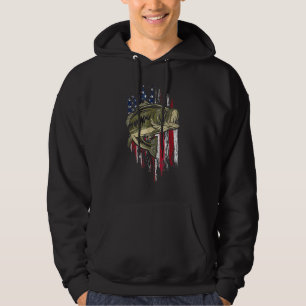 Sudadera Pescador De Bass Pescador Bandera Estadounidense 4