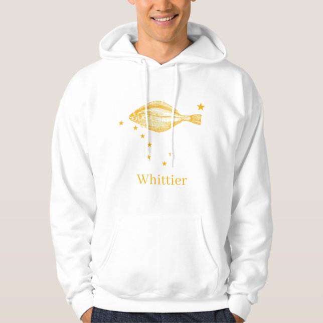 Sudadera Pescador del Halibut de la Bandera Estatal Whittie (Anverso)