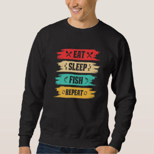Sudadera Pescador Pescador Comer Pescado Dormido Repetido M
