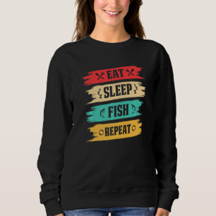 Sudadera Pescador Pescador Comer Pescado Dormido Repetido M
