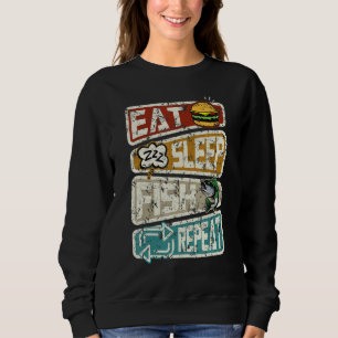 Sudadera Pescador Pescador Comer Pescado Dormido Repetido M