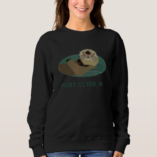 Sudadera Pescador residente de Cute Otter Port Clyde Maine  (Anverso)