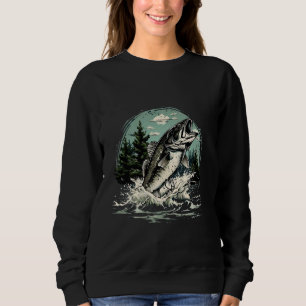 Sudadera Pescador retro de bajura pescando susurros de bajo