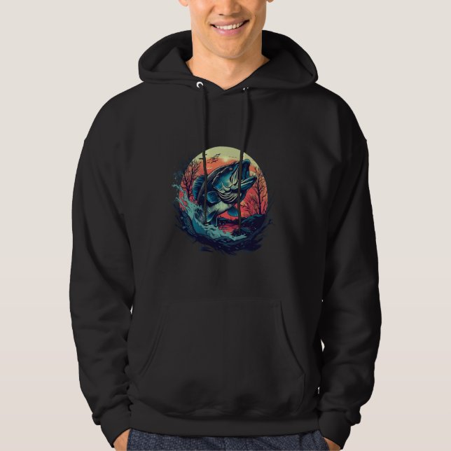 Sudadera Pescador retro de bajura pescando susurros de bajo (Anverso)