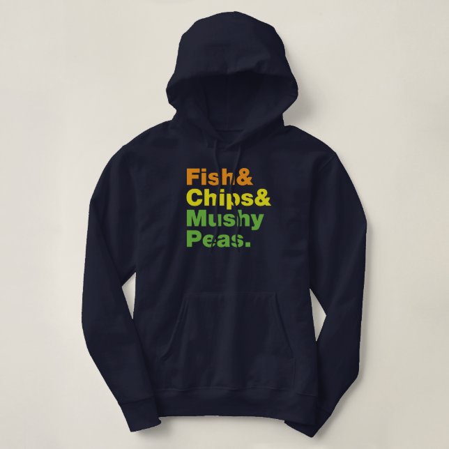 Sudadera Pescados y chuletas y guisantes. (Diseño del anverso)