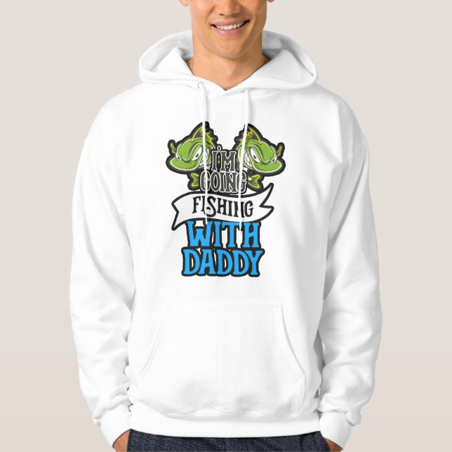 Sudadera Pescando con papi enarbolando regalos para niños (Anverso)