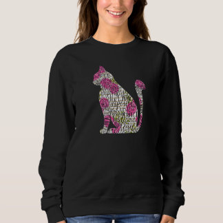 Sudadera Pet  Cat Kitty Word Cloud with Pink Roses