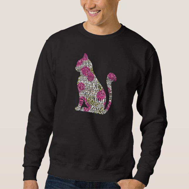 Sudadera Pet  Cat Kitty Word Cloud with Pink Roses (Anverso)