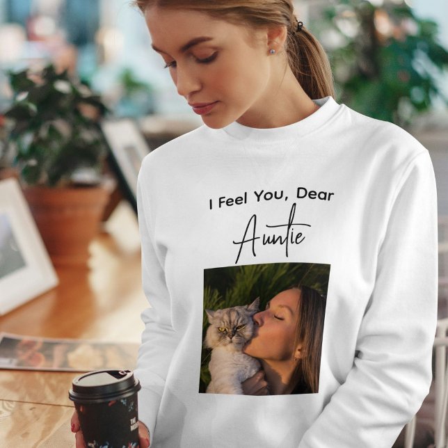 Sudadera Pet Lover Black Script Customized Cat Auntie Photo (Subido por el creador)