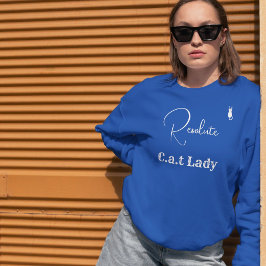 Sudadera Pet Lover Blue And White Script Customized Cat Mom