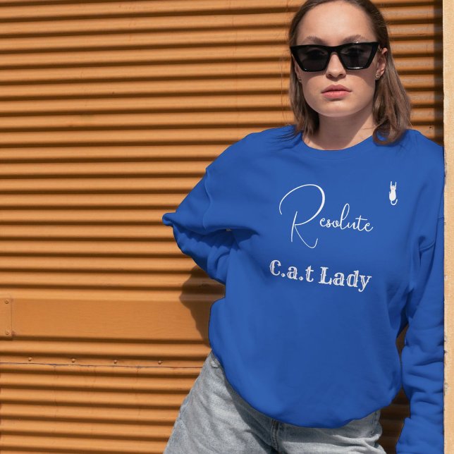 Sudadera Pet Lover Blue And White Script Customized Cat Mom (Subido por el creador)