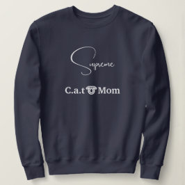 Sudadera Pet Lover Navy Blue White Script Custom Cat Mom 