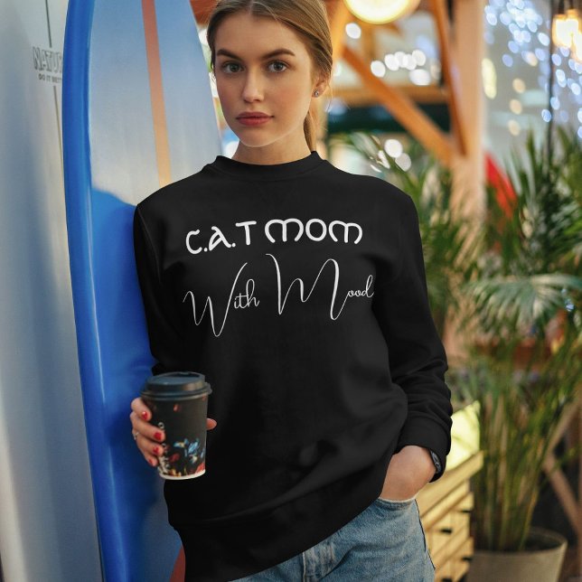 Sudadera Pet Lover Personalized White Script Black Cat Mom (Subido por el creador)