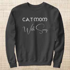 Sudadera Pet Lover White Script Cat Mom Personalized Grey