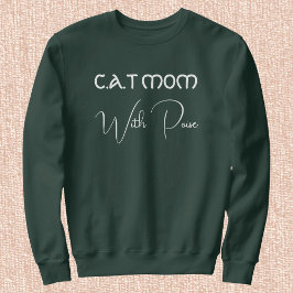 Sudadera Pet Lover White Script Deep Forest Custom Cat Mom