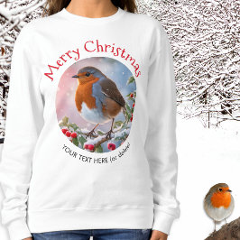 Sudadera Petirrojo Rojo Invernal Festivo Feliz Navidad