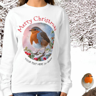 Sudadera Petirrojo Rojo Invernal Festivo Feliz Navidad