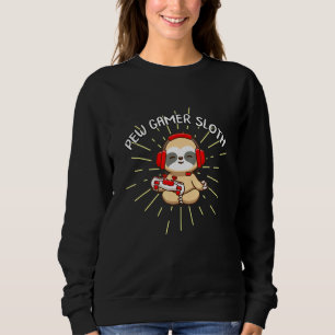 Sudadera Pew Gamer Sloth Video juegos Jugador de auriculare