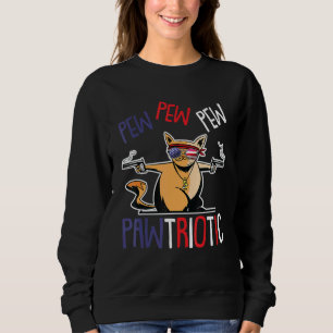 Sudadera Pew Pew Pawtriotic Cat 4 de julio Patriotic Ameri