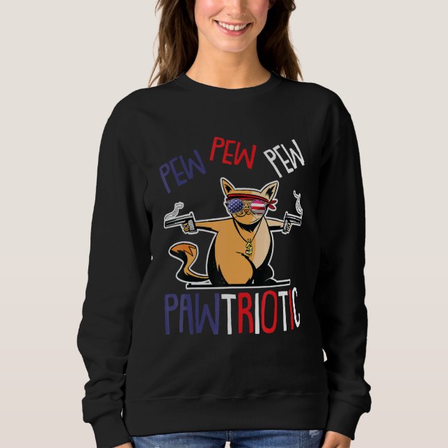Sudadera Pew Pew Pawtriotic Cat 4 de julio Patriotic Ameri (Anverso)