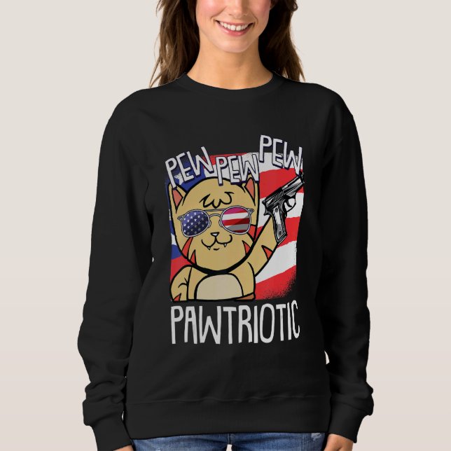 Sudadera Pew Pew Pawtriotic Cat 4 De Julio Patriótico Ameri (Anverso)
