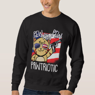 Sudadera Pew Pew Pawtriotic Cat 4 De Julio Patriótico Ameri