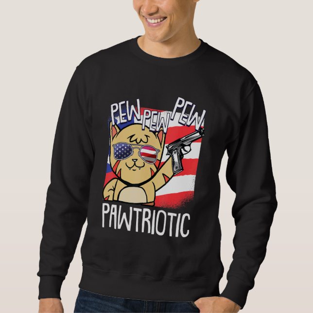 Sudadera Pew Pew Pawtriotic Cat 4 De Julio Patriótico Ameri (Anverso)