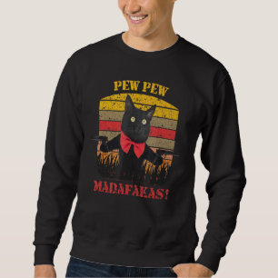 Sudadera Pew Pew Pew Cat Madafakas Vintage Crazy Black Cat