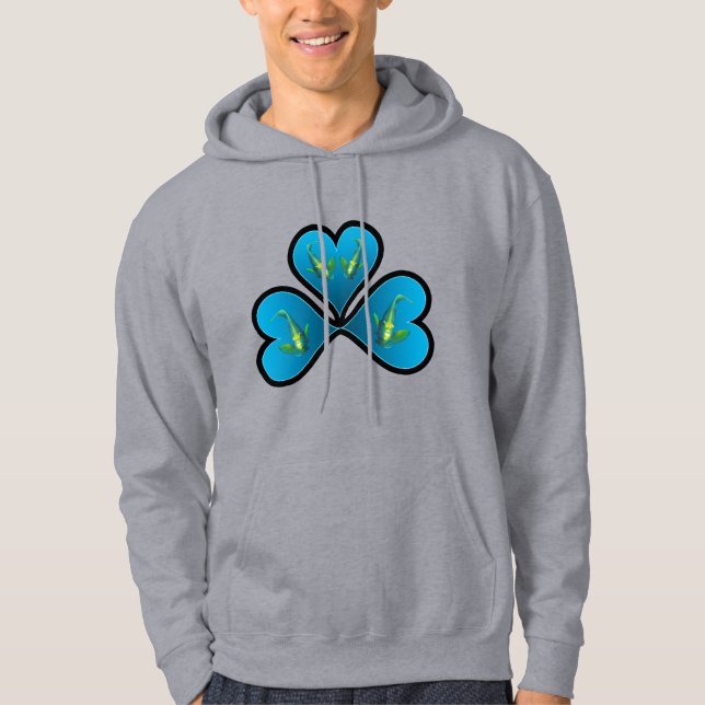 Sudadera Pez ángel gemelos - 3 Corazones azules con bordes  (Anverso)