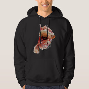 Sudadera Pez Betta siamés luchador de acuario rojo y púrpur