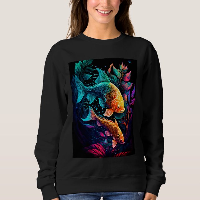 Sudadera Pez Koi Estético Samurái Japonés  4 (Anverso)