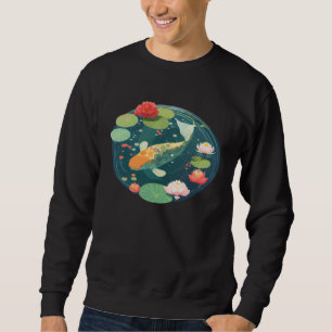 Sudadera Pez koi japonés colorido en lirio de estanque y lo