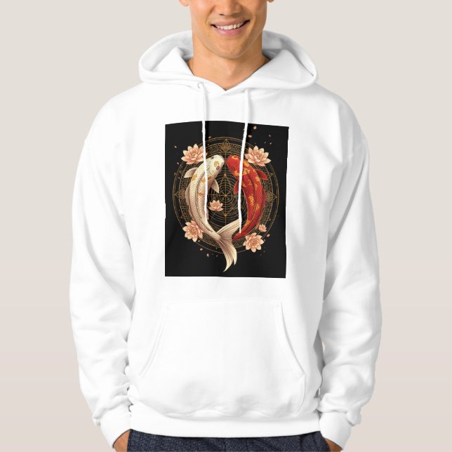 Sudadera Pez Koi Yin Yang con Mandala de Loto (Anverso)