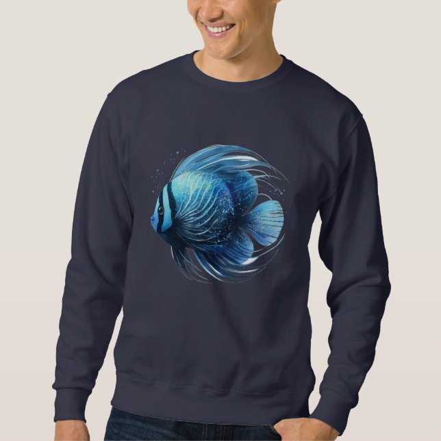 Sudadera Pez oceánico dinámico azul y negro (Anverso)