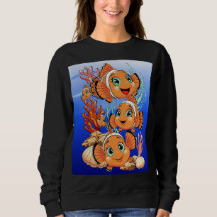Sudadera Pez payaso Dibujo animado lindo Familia Subacuátic