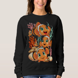 Sudadera Pez payaso Dibujo animado lindo Familia Subacuátic