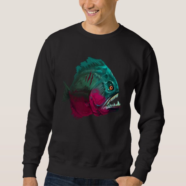Sudadera Pez Zombie Sangriento Espantoso de Halloween Monst (Anverso)