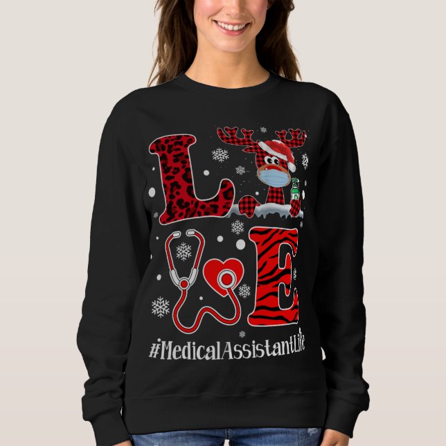 Sudadera Ph Love Plaid Leopard Navidades Auxiliar Médico (Anverso)