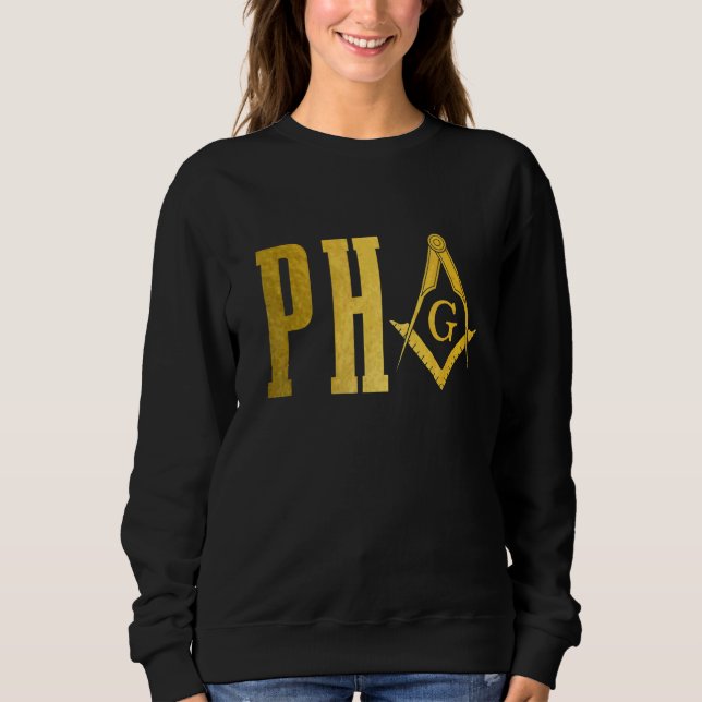 Sudadera Pha Prince Hall Masón Francmasón Masonic Cuadrado  (Anverso)